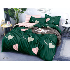 Pościel 200x220 dwustronna bawełna satynowa 3D Cotton World gruba 4 części z prześcieradłem 371 serca