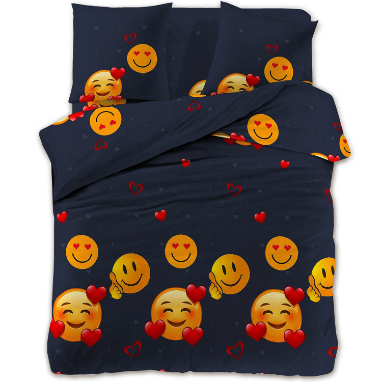 Pościel 160x200 bawełna satynowa 3D Cotton World gruba 3 części 1885 emotki
