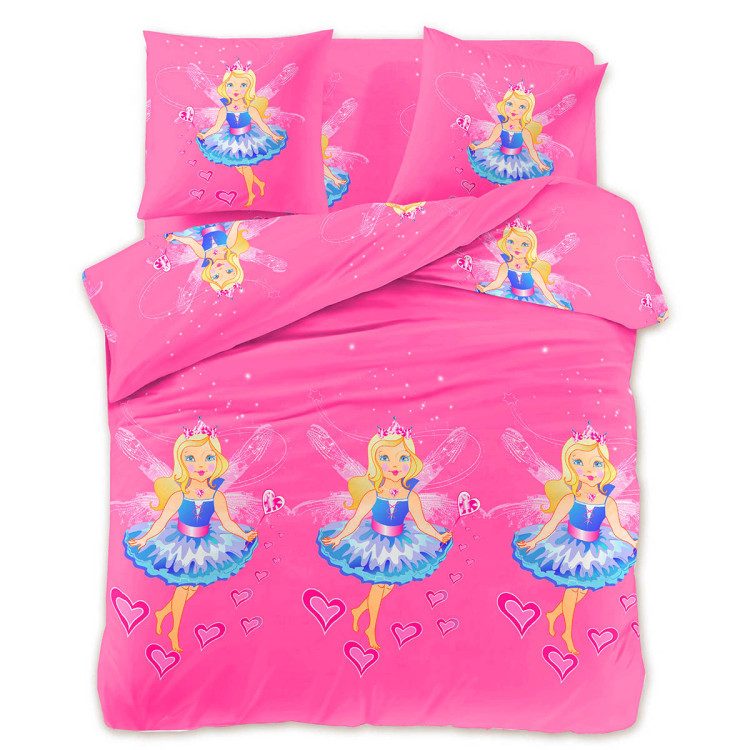Pościel 160x200 dla dzieci bawełna satynowa 3D Cotton World gruba 3 części 2416 wróżka