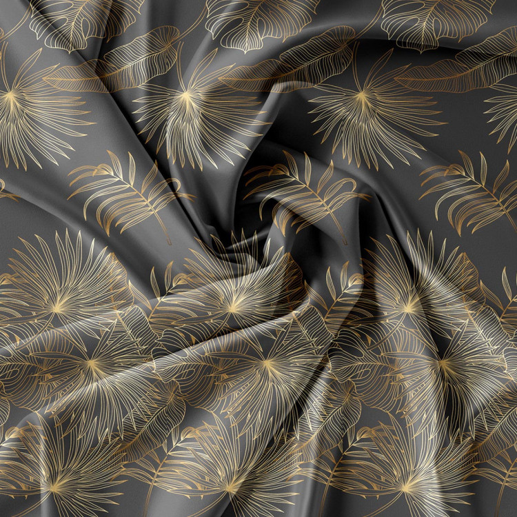 Pościel 160x200 bawełna satynowa 3D Cotton World gruba 3 części 2419 złote liście monstery na szarym tle