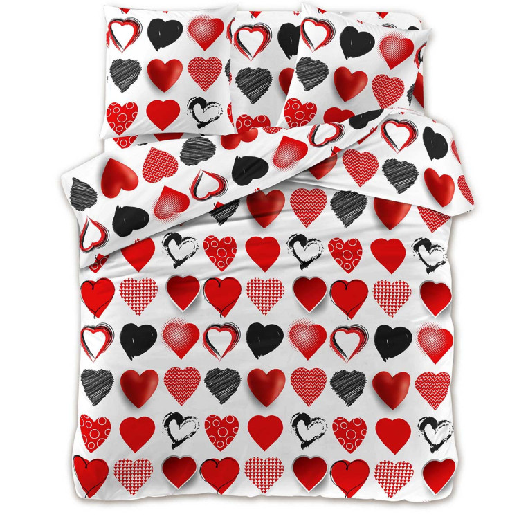 Pościel 160x200 na walentynki bawełna satynowa 3D Cotton World gruba 3 części 2441 serca