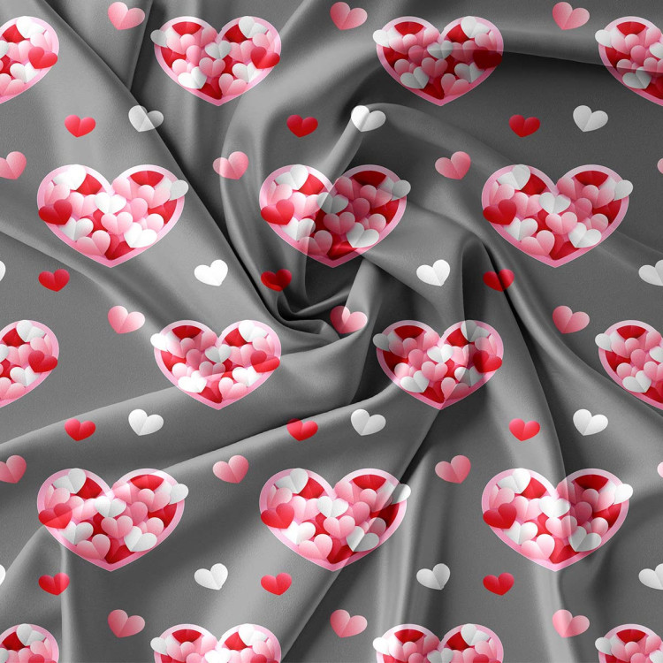 Pościel 160x200 na walentynki bawełna satynowa 3D Cotton World gruba 3 części 2442 serca na szarym tle