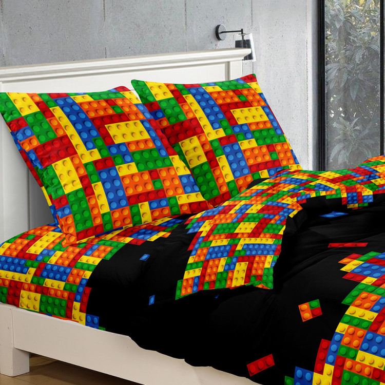 Pościel 220x200 bawełna satynowa 3D Cotton World gruba 3 części 1770 klocki lego