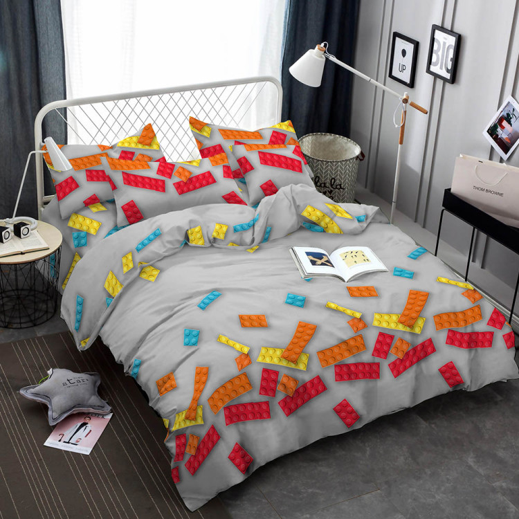 Pościel 140x200 bawełna satynowa 3D Cotton World gruba 2 części 2355 klocki