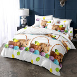 Pościel 140x200 świąteczna na Wielkanoc bawełna satynowa 3D Cotton World gruba 2 części 2445 zajączki wielkanocne