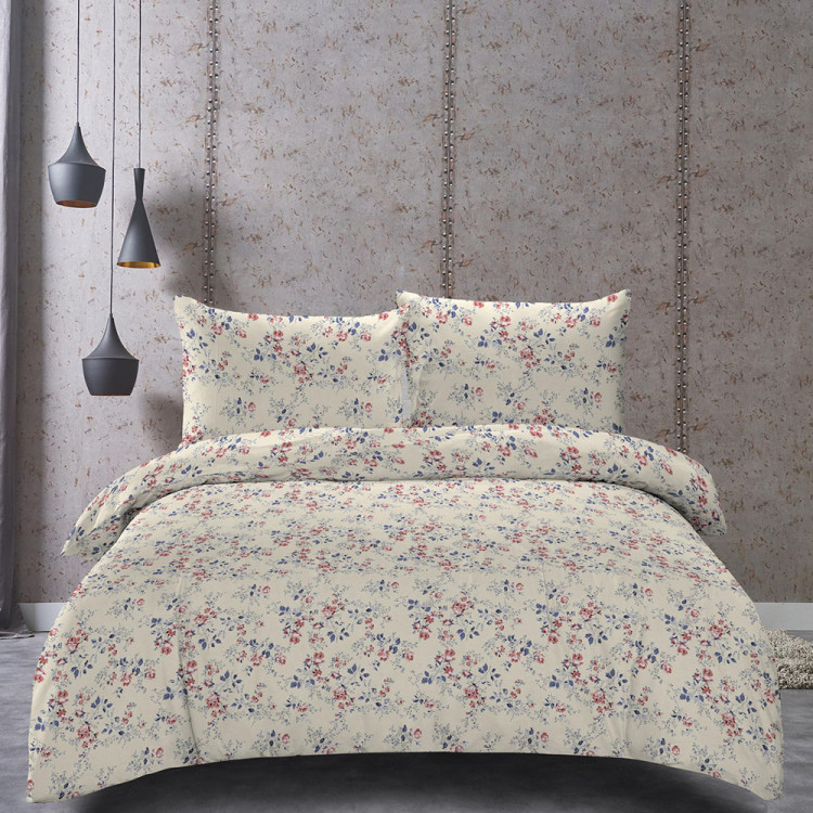 Pościel 160x200 bawełna satynowa 3D Cotton World gruba 3 części 2439 kwiatuszki