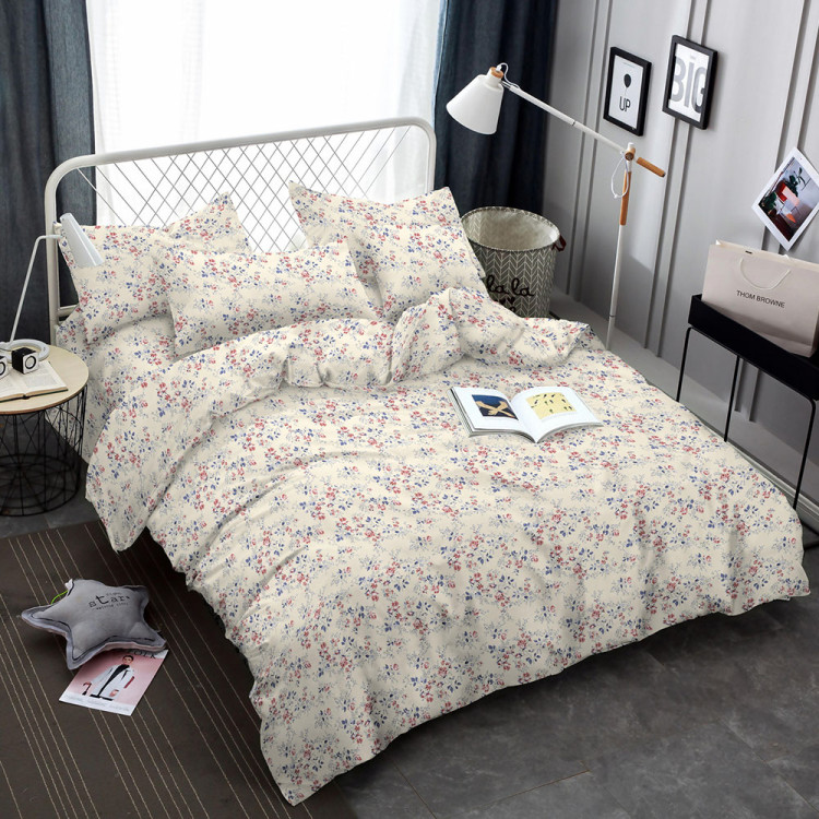 Pościel 160x200 bawełna satynowa 3D Cotton World gruba 3 części 2439 kwiatuszki