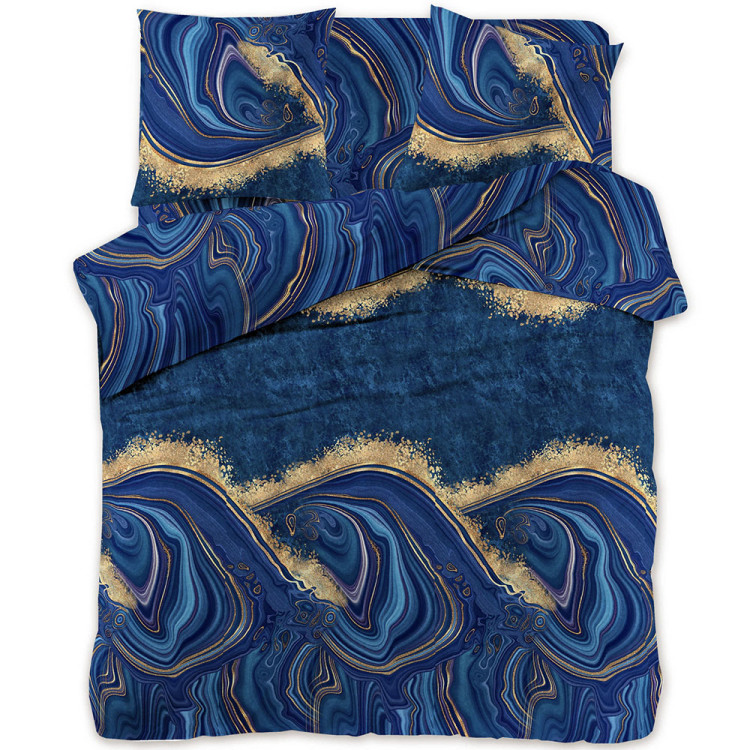 Pościel 160x200 bawełna satynowa 3D Cotton World gruba 3 części 2216 lazuryt