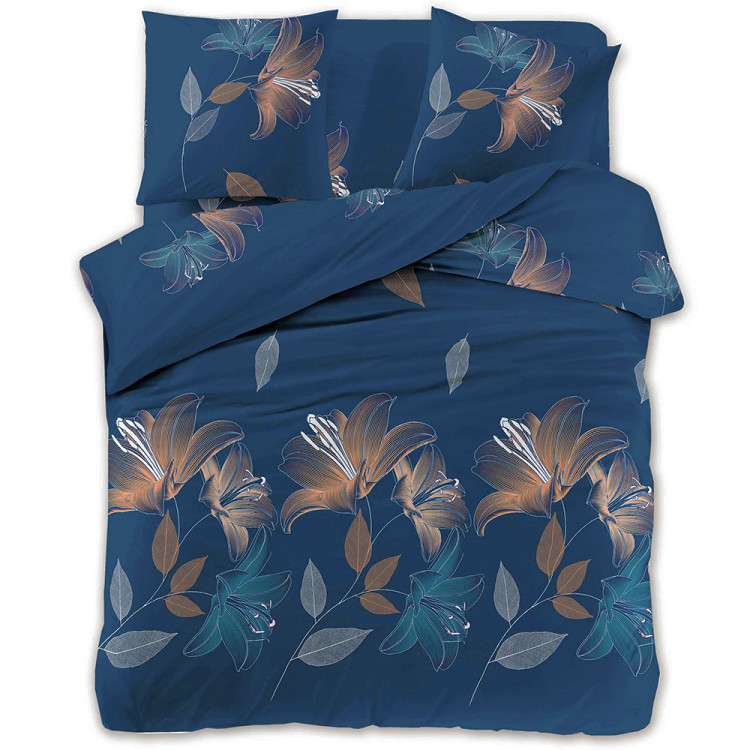 Pościel 160x200 bawełna satynowa 3D Cotton World gruba 3 części 2228 kwiaty