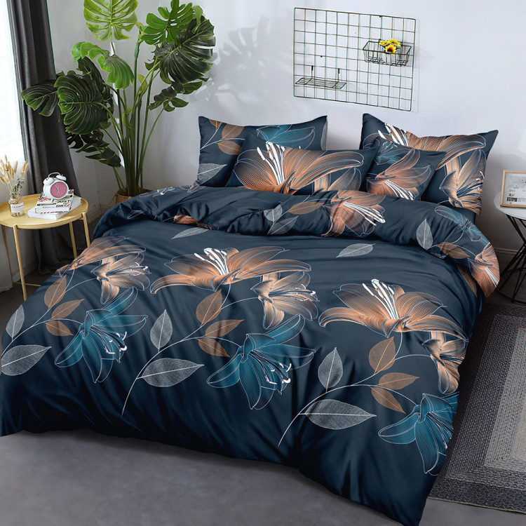 Pościel 160x200 bawełna satynowa 3D Cotton World gruba 3 części 2228 kwiaty