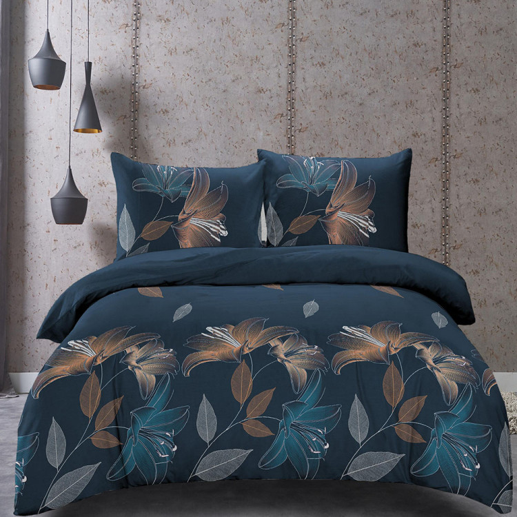 Pościel 160x200 bawełna satynowa 3D Cotton World gruba 3 części 2228 kwiaty