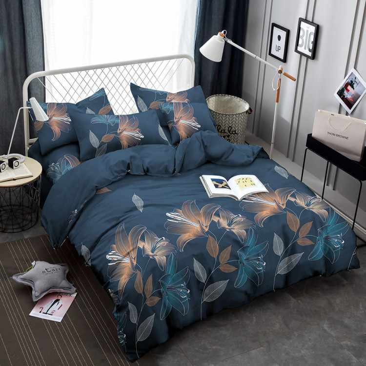 Pościel 160x200 bawełna satynowa 3D Cotton World gruba 3 części 2228 kwiaty