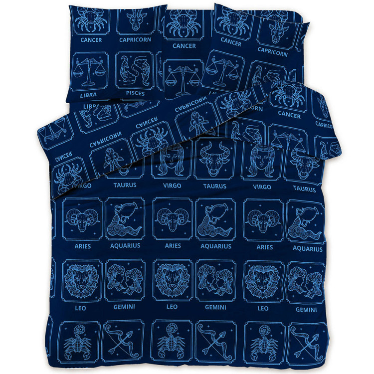 Pościel 200x220 bawełna satynowa 3D Cotton World gruba 3 części 2429 znaki zodiaku