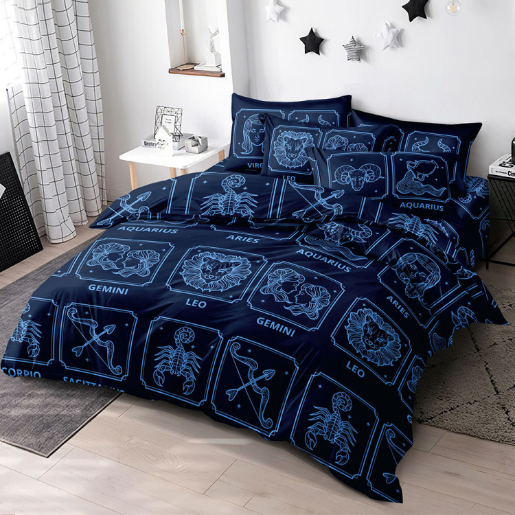 Pościel 200x220 bawełna satynowa 3D Cotton World gruba 3 części 2429 znaki zodiaku
