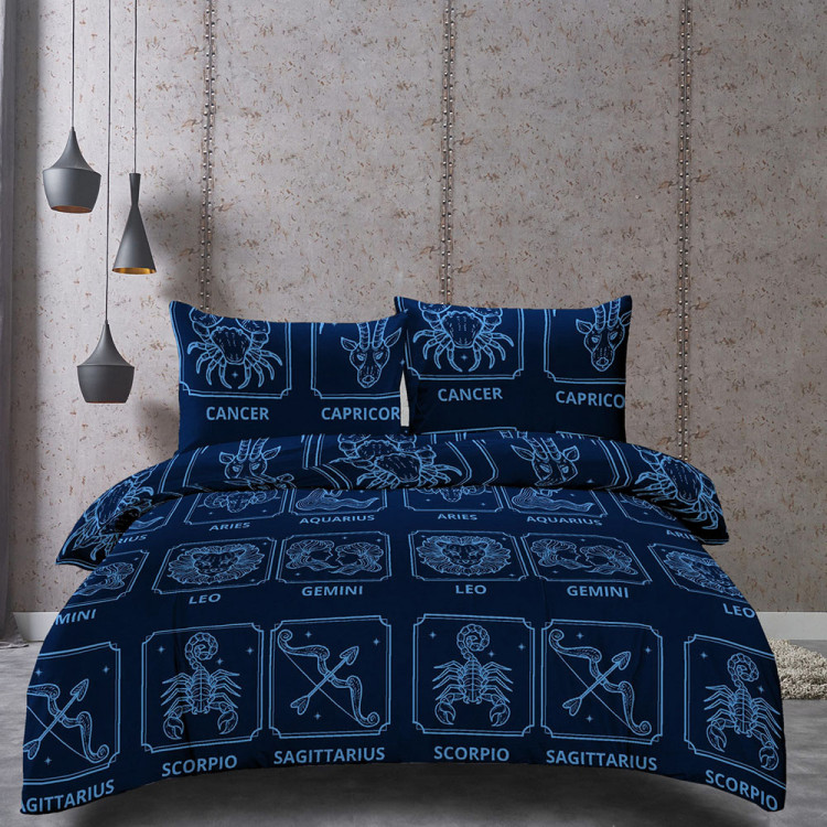Pościel 200x220 bawełna satynowa 3D Cotton World gruba 3 części 2429 znaki zodiaku