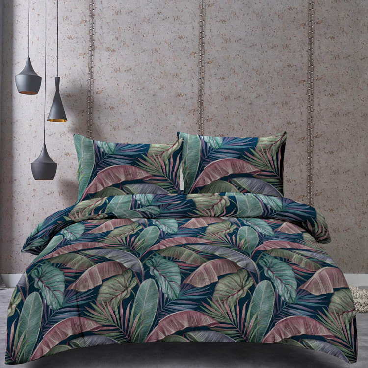 Pościel 140x200 bawełna satynowa 3D Cotton World gruba 2 części 2402 liście