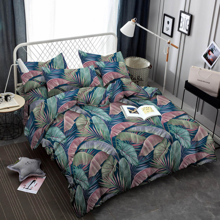 Pościel 140x200 bawełna satynowa 3D Cotton World gruba 2 części 2402 liście