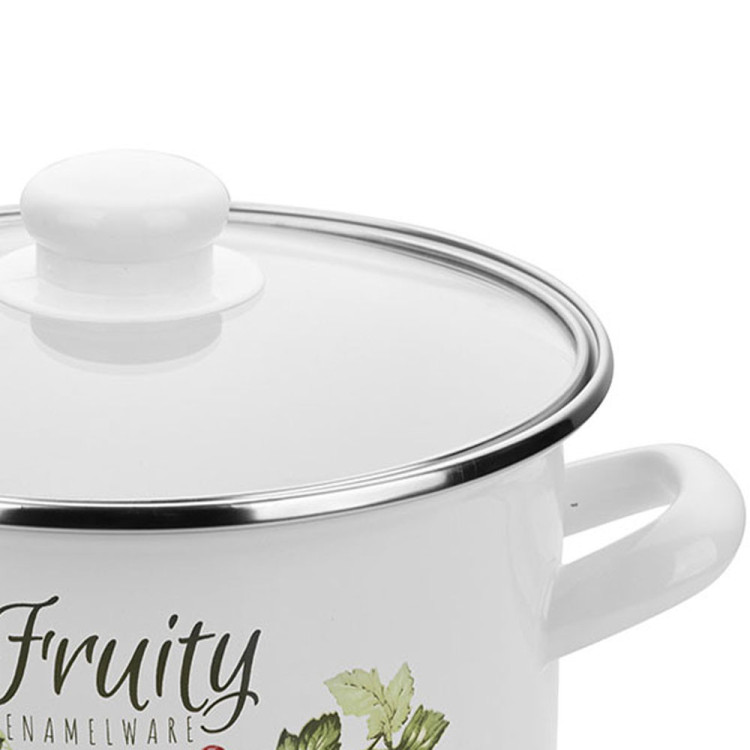 Garnek emaliowany prosty z pokrywką 16 cm 2,2 litra Florina Kalina