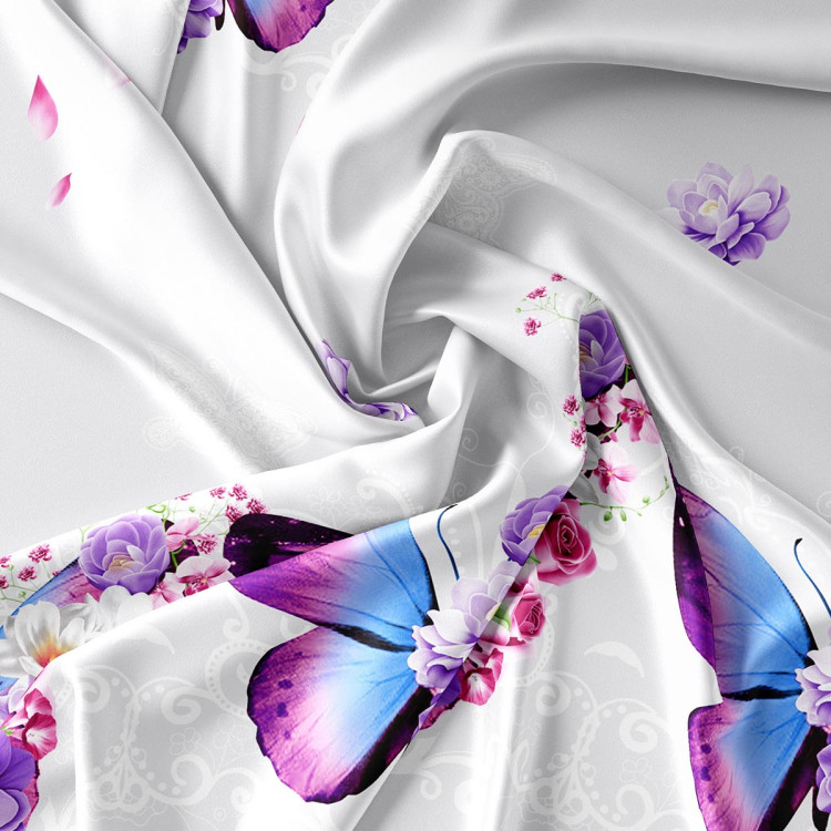 Pościel 140x200 bawełna satynowa 3D Cotton World gruba 2 części 370 motyl i kwiaty