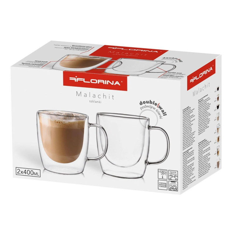 Zestaw 6 szklanek termicznych Florina Malachit 400 ml z uchem