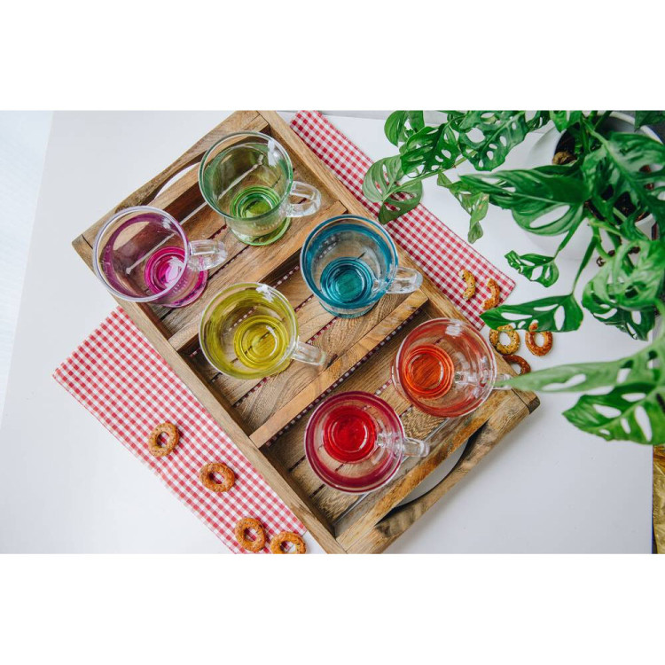 Kubki z uchem Kubas Glasmark kolorowe dno 400 ml zestaw 6 kubków