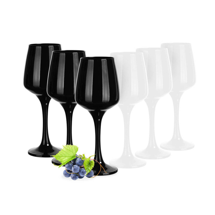 Kieliszki do wina Glasmark 360 ml komplet 6 sztuk czarne i białe