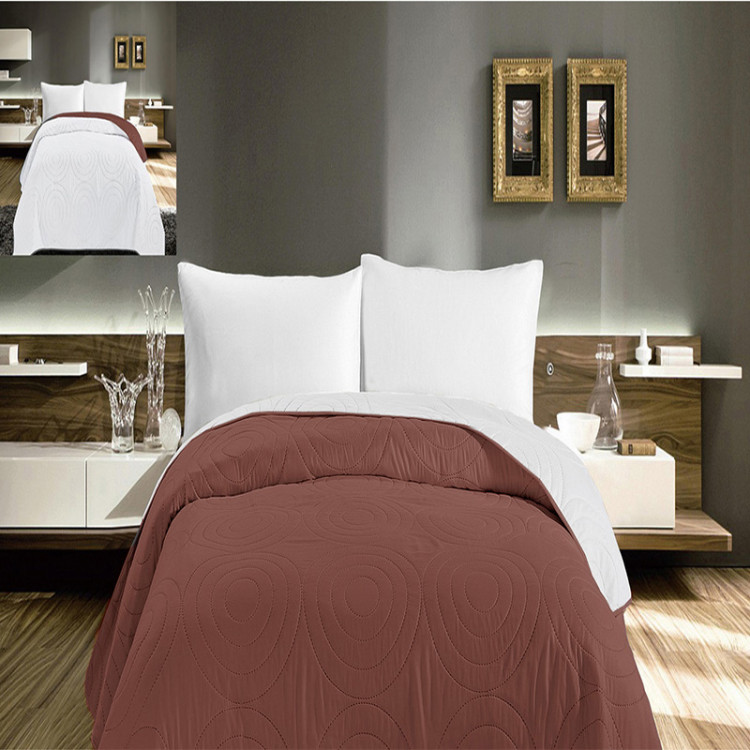 Narzuta pikowana 220x240 cm Cotton World dwustronna biały/brązowy 3430