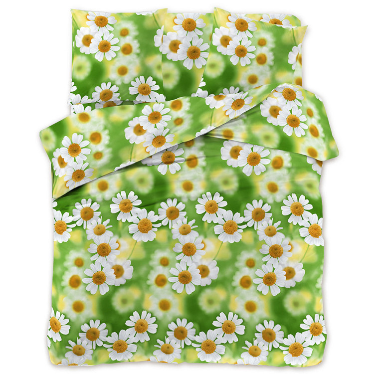 Pościel 160x200 bawełna satynowa 3D Cotton World gruba 3 części 2475 kwiaty rumianku
