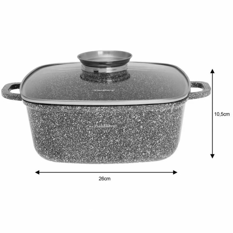 Garnek marmurowy kwadratowy Klausberg KB 7531 Brytfanna 5.5L na indukcje 26 cm
