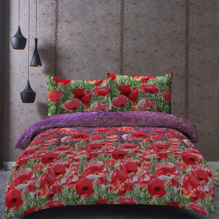 Pościel 200x220 bawełna satynowa 3D Cotton World gruba 3 części 2473 maki