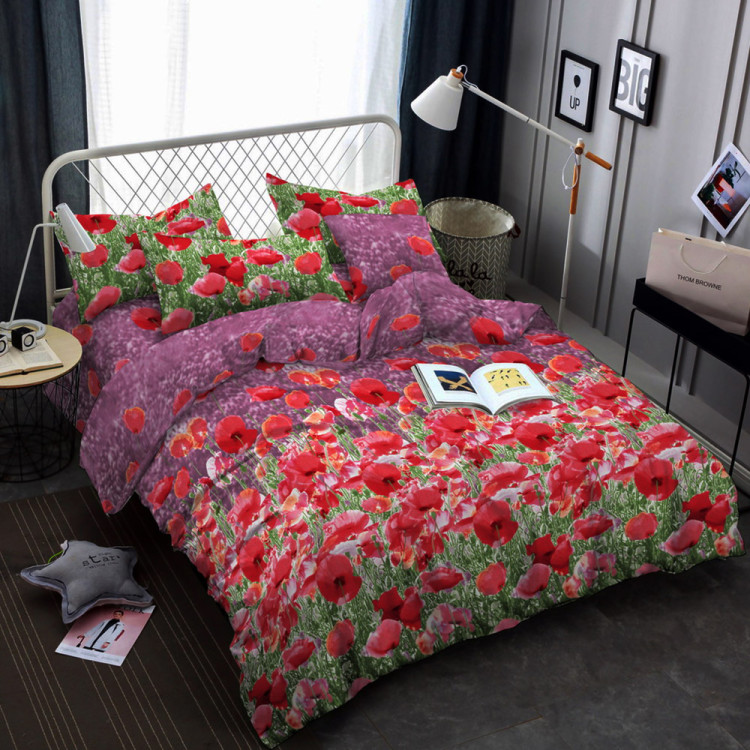 Pościel 200x220 bawełna satynowa 3D Cotton World gruba 3 części 2473 maki