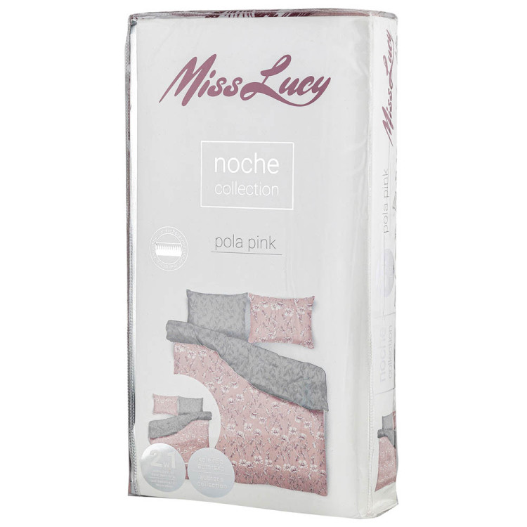 Pościel 160x200 dwustronna mikrofibra Miss Lucy Noche Pola pink gruba 3 części