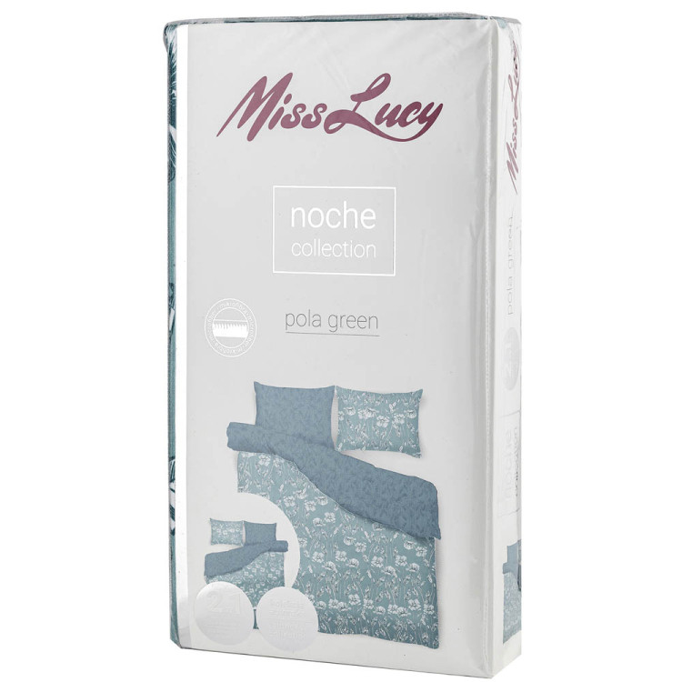 Pościel 160x200 dwustronna mikrofibra Miss Lucy Noche Pola green gruba 3 części