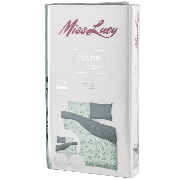 Pościel 160x200 dwustronna mikrofibra Miss Lucy Noche Millo gruba 3 części rowery