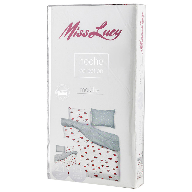 Pościel 160x200 dwustronna mikrofibra Miss Lucy Noche Mouths gruba 3 części usta