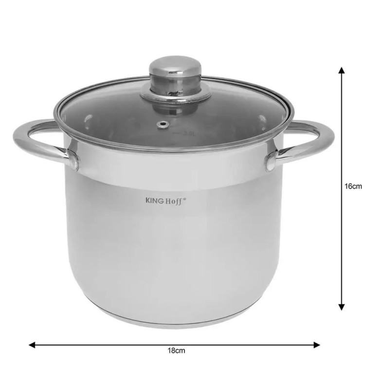 Garnki zestaw 3 dużych garnków stalowych 18/20/22 KINGHoff KH 4309  Gaz Indukcja 4.1/5.6/7.2 litra