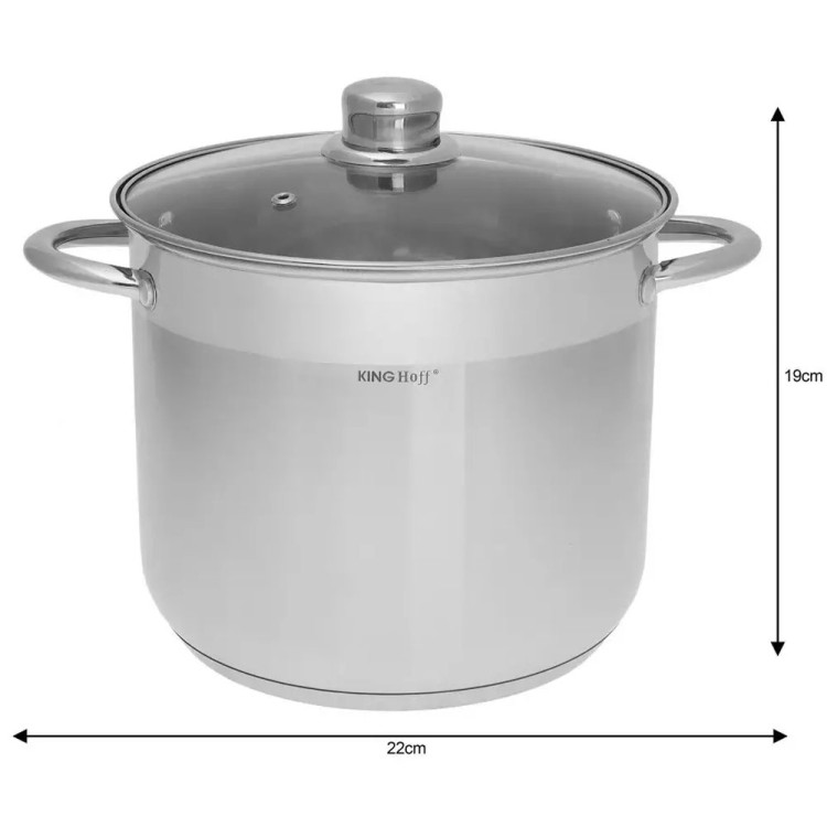 Garnki zestaw 3 dużych garnków stalowych 18/20/22 KINGHoff KH 4309  Gaz Indukcja 4.1/5.6/7.2 litra