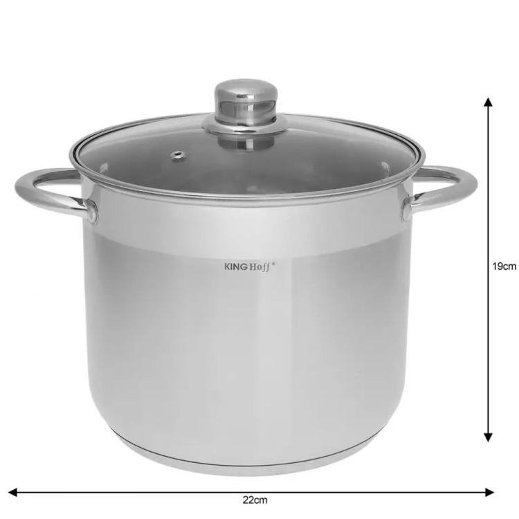 Garnki zestaw 3 dużych garnków stalowych 18/20/22 KINGHoff KH 4309  Gaz Indukcja 4.1/5.6/7.2 litra