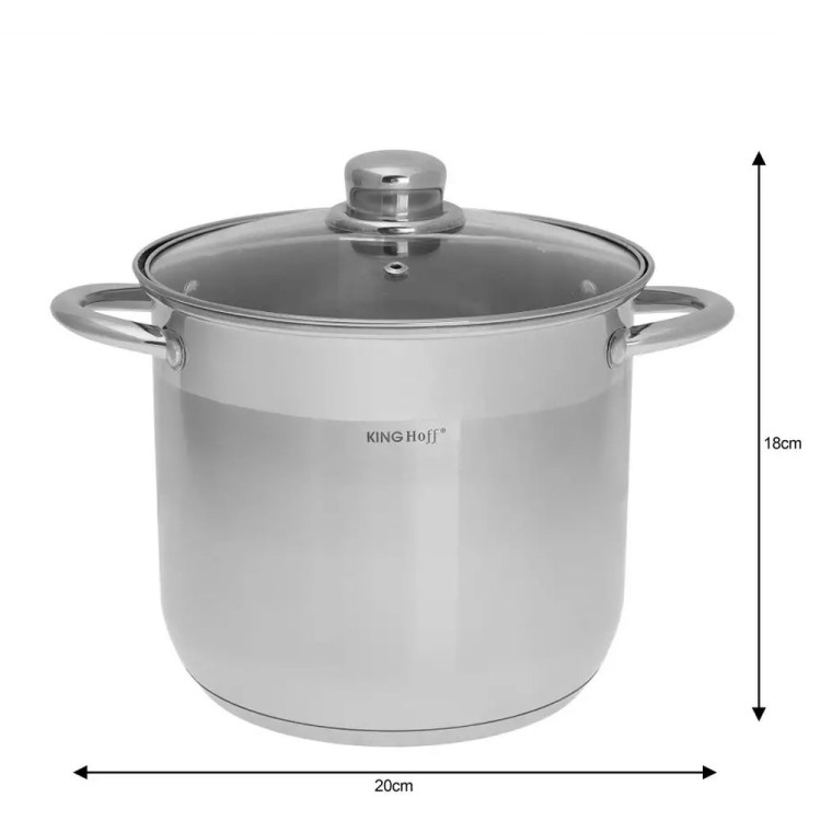 Garnki zestaw 3 dużych garnków stalowych 18/20/22 KINGHoff KH 4309  Gaz Indukcja 4.1/5.6/7.2 litra