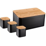 Chlebak metalowy Krisberg 2619 czarny pojemnik na pieczywo w zestawie z pojemnikami