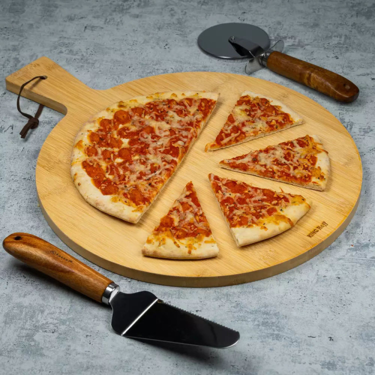 Deska do serwowania pizzy 35cm drewniana okrągła KingHoff KH 1674