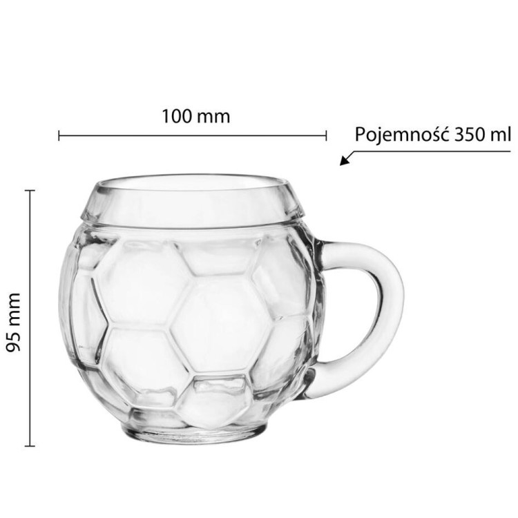 Kufel do piwa piłkarski Glasmark 350 ml z uchem szklany piłka