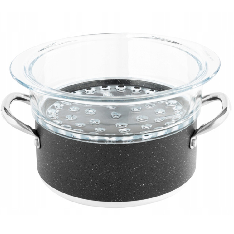 Garnek do gotowania na parze Florina Onyx 20 cm parowar szklany