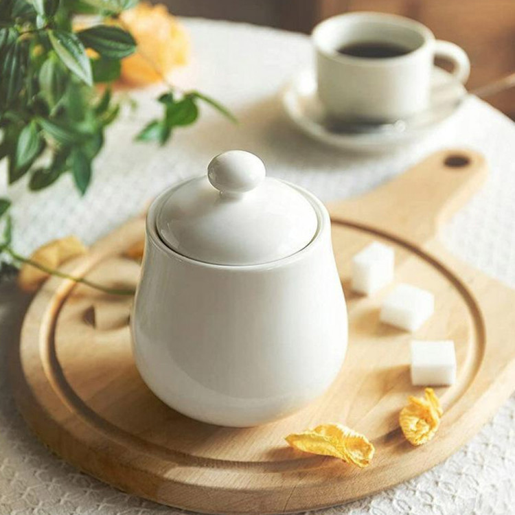 Zestaw cukiernica i mlecznik porcelana Bianco dzbanuszek na mleko śmietankę