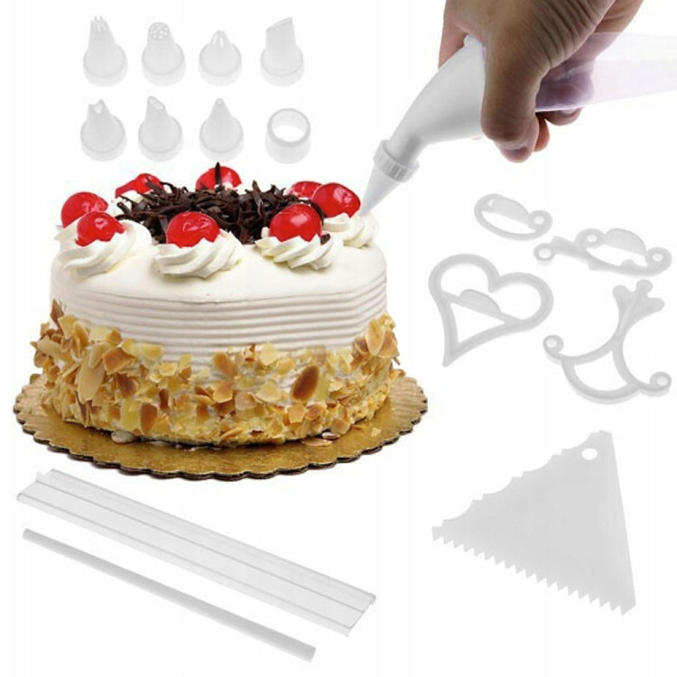 Zestaw do dekoracji tortów ciast 100 el w plastikowym pudełku