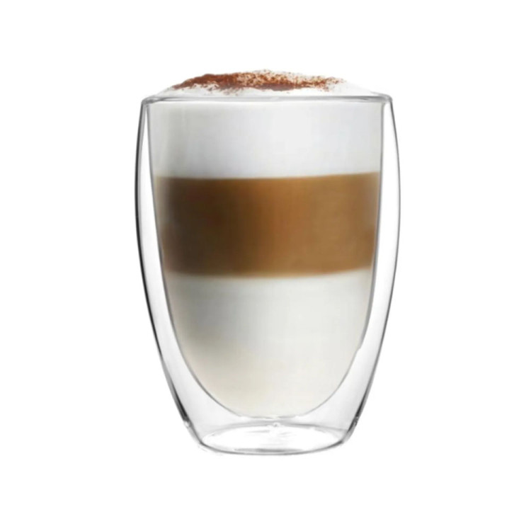 Szklanki termiczne do kawy 350 ml latte zestaw z łyżeczkami 6 sztuk