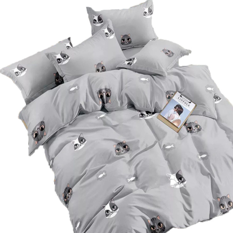 Pościel 160x200 bawełna satynowa 3D Cotton World gruba 3 części 1616 kocie buźki