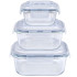 Zestaw 3 pojemników szklanych lunchbox MG Home Cucina 1200/800/300 ml żaroodporne