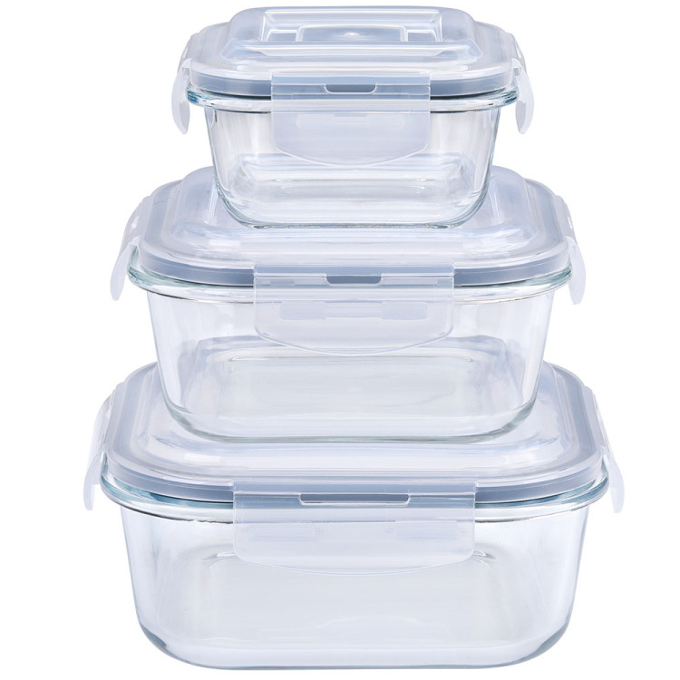 Zestaw 3 pojemników szklanych lunchbox MG Home Cucina 1200/800/300 ml żaroodporne