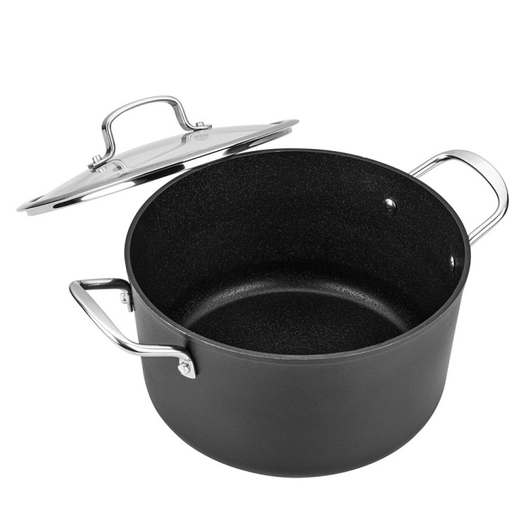 Garnek z pokrywką na indukcję i gaz Florina Stix 4 l aluminiowy czarny 24cm